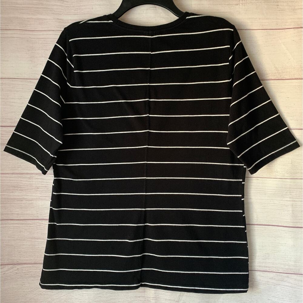 Who What Wear Women's Black and White Striped Shirt Cotton Blend Size XXL - Picture 5 of 16